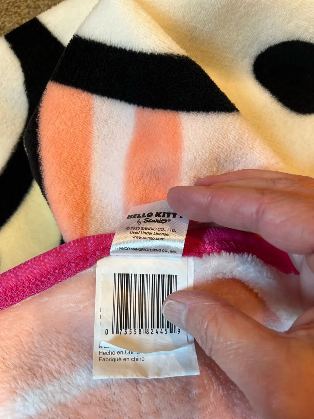 Hello Kitty Pink Peach Striped Plush Throw Personalized with Berkley